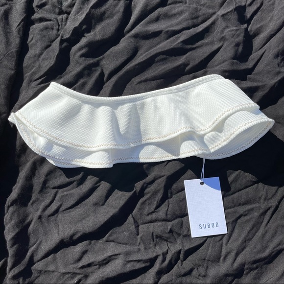 Suboo Kaia Ruffle Bandeau Top in Ivory size XS - Picture 2 of 7